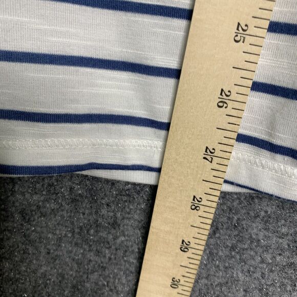 NY Collection Striped Knit Tunic Top Light Weight Women M 3/4 Sleeve Flare Hem - Picture 9 of 16